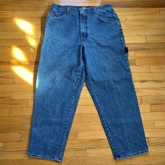 VTG Beverly Hills Polo Club Carpenter Jeans Blue Heavyweight Denim Workwear Y2K - Picture 3 of 13